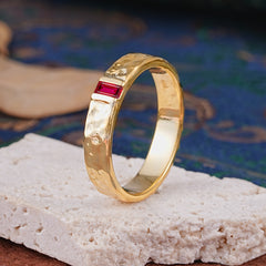 Retro-Inspired Luxury Emerald Cut Ruby Mens Wedding Rings