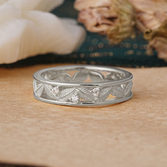 Vintage Leaf Engraved Nature Inspired Men’s Lab Diamond Ring