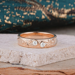 Classic Style Bezel  Set Round - Cut Moissanite Men's Ring