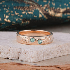 Classic Style Bezel  Set Round - Cut Natural Moss Agate Men's Ring