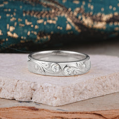 Classic Style Bezel  Set Round - Cut Moissanite Men's Ring