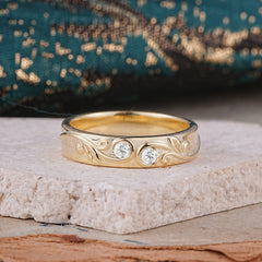 Classic Style Bezel  Set Round - Cut Moissanite Men's Ring