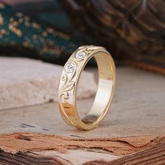 Classic Style Bezel  Set Round - Cut Moissanite Men's Ring