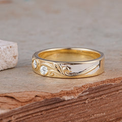 Classic Style Bezel  Set Round - Cut Moissanite Men's Ring