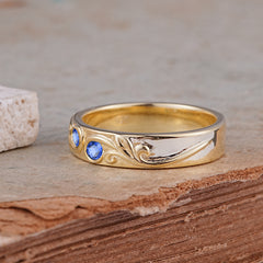 Classic Style Bezel  Set Round - Cut Sapphire Men's Ring