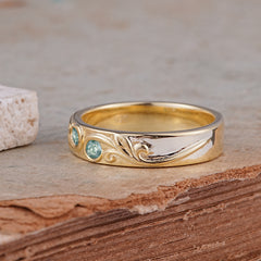 Classic Style Bezel  Set Round - Cut Natural Moss Agate Men's Ring