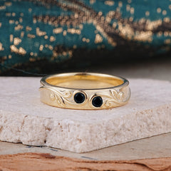 Classic Style Bezel  Set Round - Cut Natural Black Onyx Men's Ring