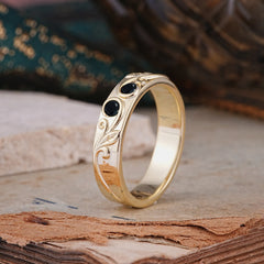 Classic Style Bezel  Set Round - Cut Natural Black Onyx Men's Ring