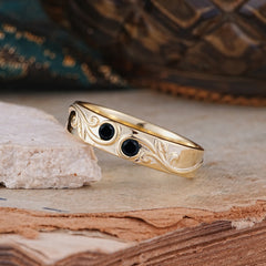 Classic Style Bezel  Set Round - Cut Natural Black Onyx Men's Ring