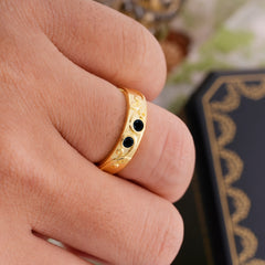 Classic Style Bezel  Set Round - Cut Natural Black Onyx Men's Ring