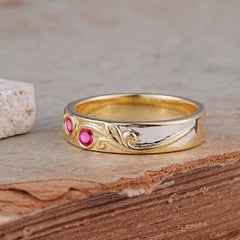 Classic Style Bezel  Set Round - Cut Ruby Men's Ring