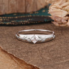 Unique 4 Prong Men's Moissanite Ring with Vine Design