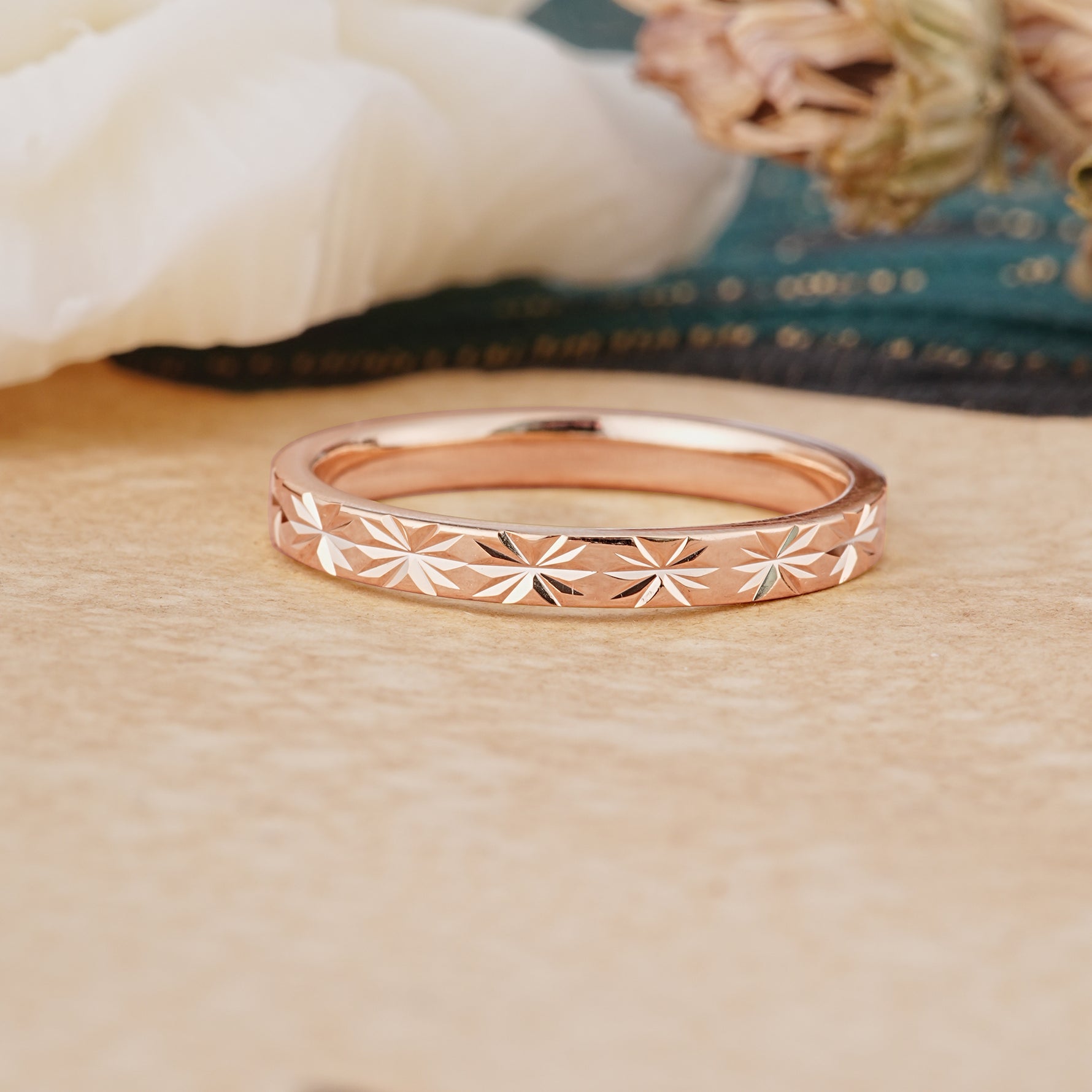 Nature Inspired Vintage Vine Men's Wedding Band for Him - Additional view