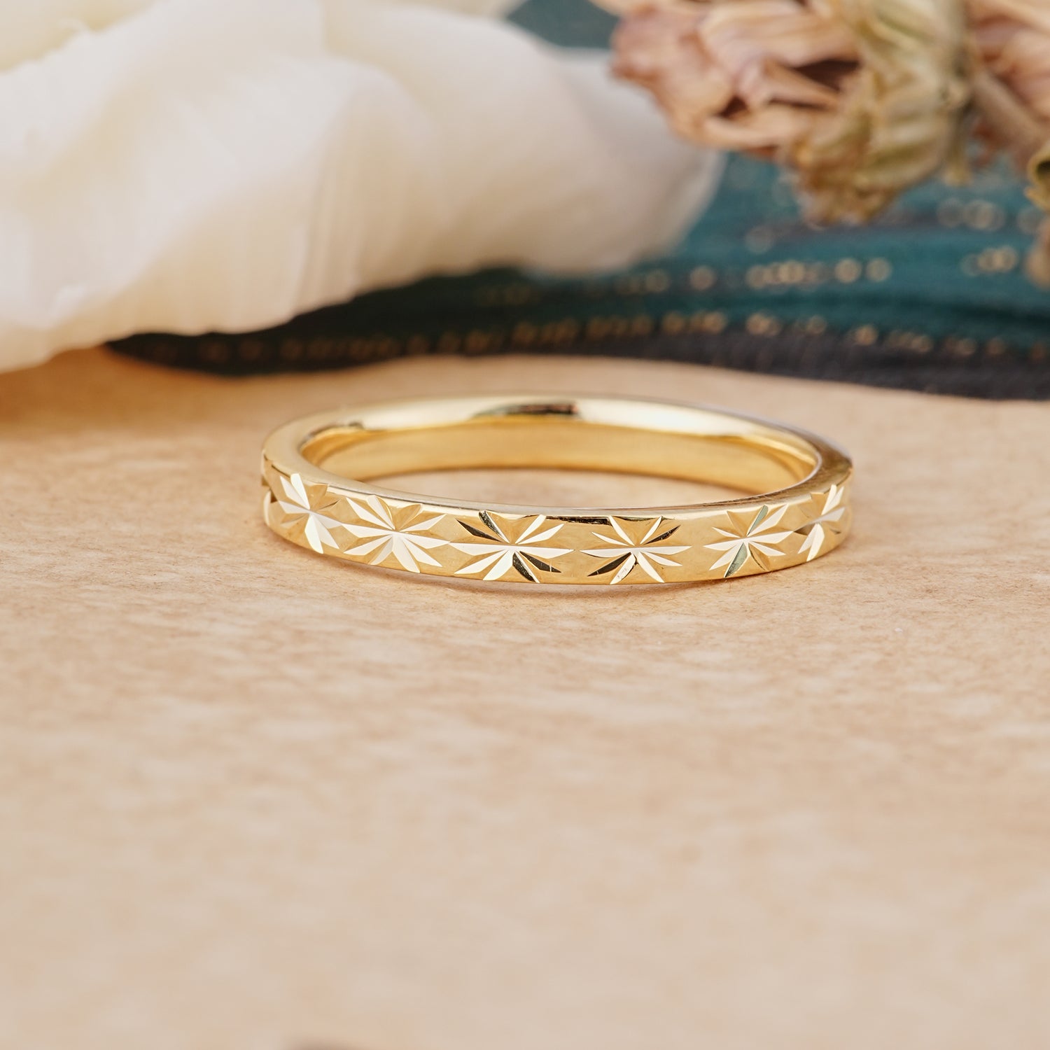 Nature Inspired Vintage Vine Men's Wedding Band for Him - Additional view