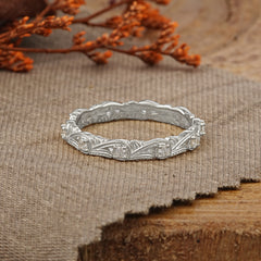 Luxury Round Cut Men's Moissanite Ring with Ornate Carving