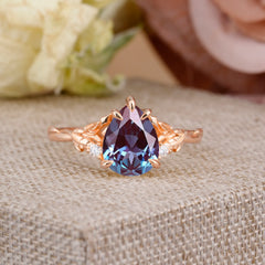 Elegant & Luxurious 5 prong Pear-Cut Alexandrite Wedding Band