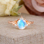 Elegant & Luxurious 5 prong Pear-Cut Moonstone Engagement Ring - Additional view