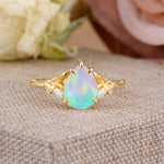 Elegant & Luxurious 5 prong Pear-Cut Fire Opal Engagement Ring - Additional view