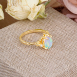 Elegant & Luxurious 5 prong Pear-Cut Fire Opal Engagement Ring - Additional view