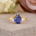 Elegant & Luxurious 5 prong Pear-Cut Tanzanite Engagement Ring - Additional view