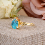 Elegant & Luxurious 5 prong Pear-Cut Turquoise Engagement Ring - Additional view