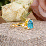 Elegant & Luxurious 5 prong Pear-Cut Turquoise Engagement Ring - Additional view
