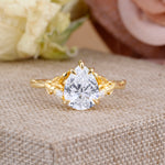 Elegant & Luxurious 5 prong Pear-Cut Lab Diamond Engagement Ring - Additional view