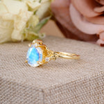 Elegant & Luxurious 5 prong Pear-Cut Moonstone Engagement Ring - Additional view