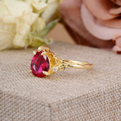 Elegant & Luxurious 5 prong Pear-Cut Ruby Wedding Band