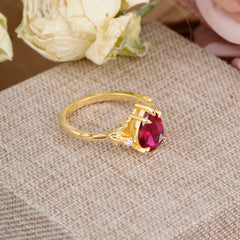 Elegant & Luxurious 5 prong Pear-Cut Ruby Wedding Band