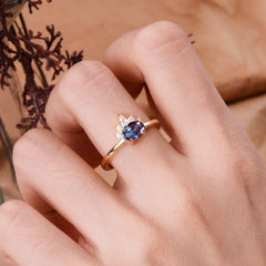 1 Carat Oval Cut Alexandrite Anniversary Ring Puppy Paw Unique Ring