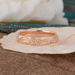 Vintage Starburst Engraved Men Wedding Band Plain Band for Him - Additional view