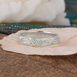 Vintage Starburst Engraved Men Wedding Band Plain Band for Him - Additional view