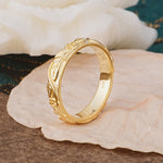 Vintage Starburst Engraved Men Wedding Band Plain Band for Him - Additional view