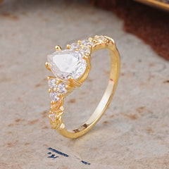 Nature-Inspired Vintage 4-Prong Pear Cut Moissanite Bridal Set