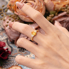 Nature-Inspired Vintage 4-Prong Pear Cut Citrine Ring
