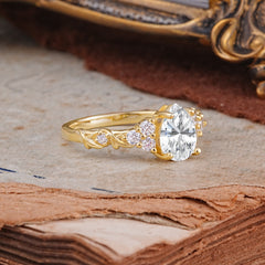 Nature-Inspired Vintage 4-Prong Pear Cut Lab Diamond Ring