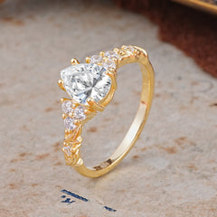 Nature-Inspired Vintage 4-Prong Pear Cut Lab Diamond Ring
