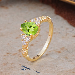 Nature-Inspired Vintage 4-Prong Pear Cut Peridot Ring