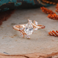 Nature-Inspired 6-Prong Oval Cut Moissanite Engagement Ring