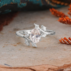 Nature-Inspired 6-Prong Oval Cut Moissanite Engagement Ring