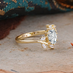 Nature-Inspired 6-Prong Oval Cut Lab Diamond Engagement Ring