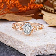 Nature-Inspired Branch-Wrapped 4-Prong Oval Lab Diamond Engagement Rings