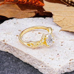 Nature-Inspired Branch-Wrapped 4-Prong Oval Moissanite Engagement Rings