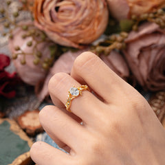 Nature-Inspired Branch-Wrapped 4-Prong Oval Moissanite Engagement Rings