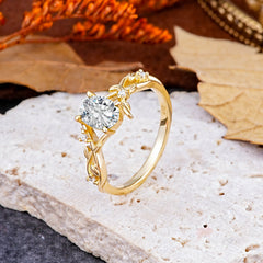 Nature-Inspired Branch-Wrapped 4-Prong Oval Lab Diamond Engagement Rings