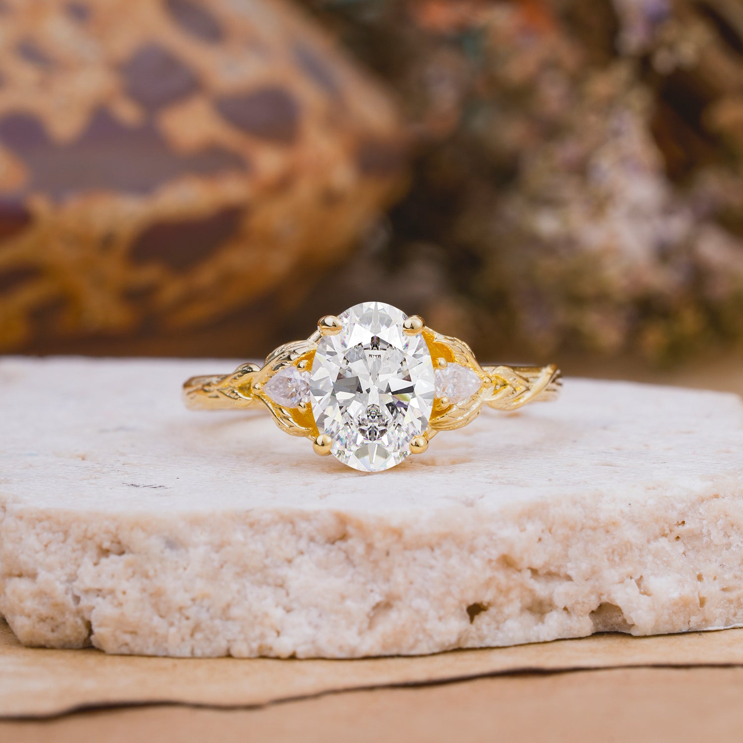 Nature-Inspired Oval Cut Moissanite Engagement Ring