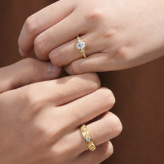 Nature-Inspired Oval-Cut Moissanite His & Hers Engagement Ring Set