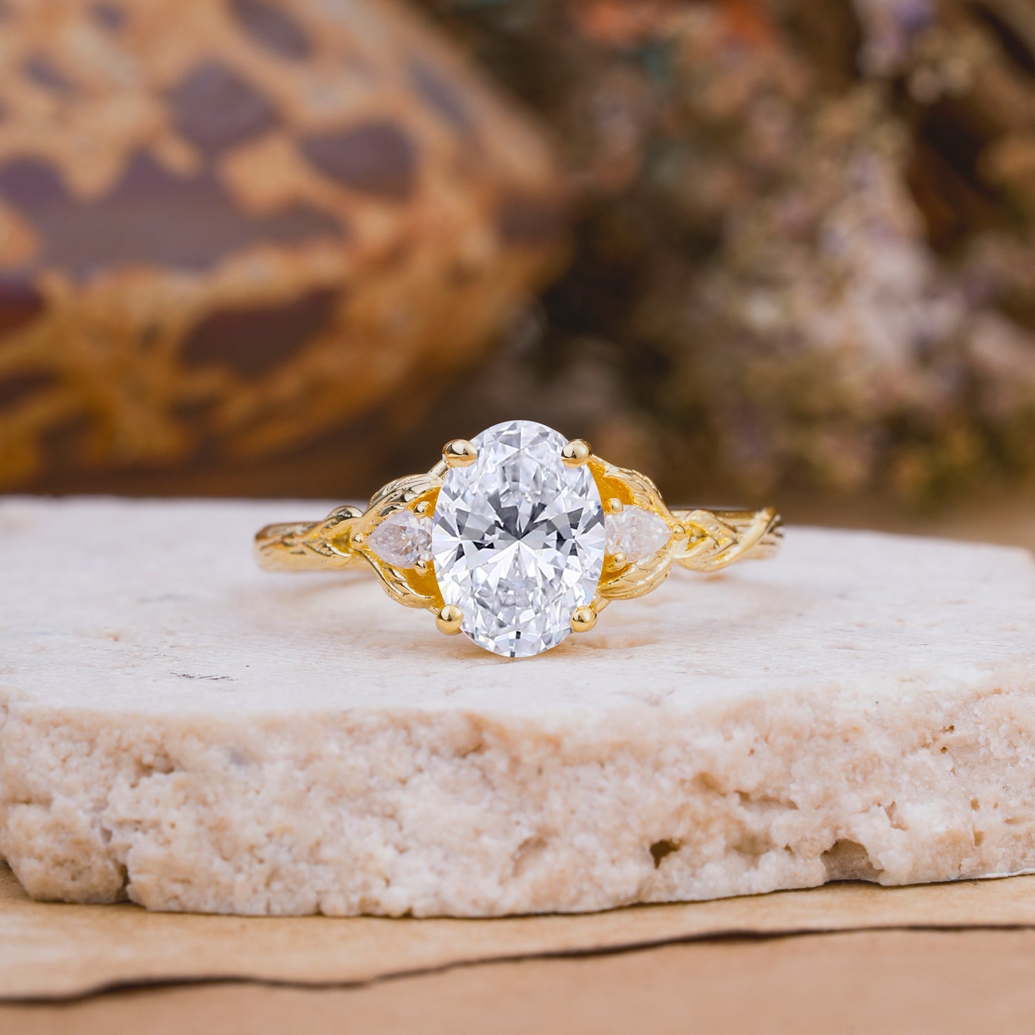 Nature-Inspired Oval Cut Lab Diamond Engagement Ring