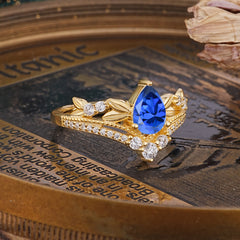 Nature-Inspired Pear-Cut Sapphire Engagement Ring